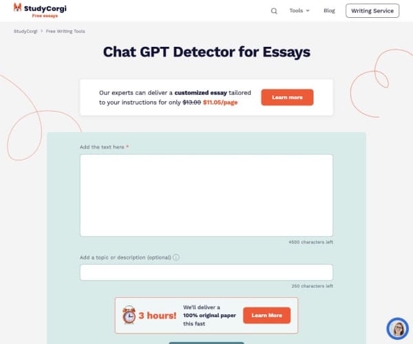 StudyCorgi–ChatGPT论文检测
